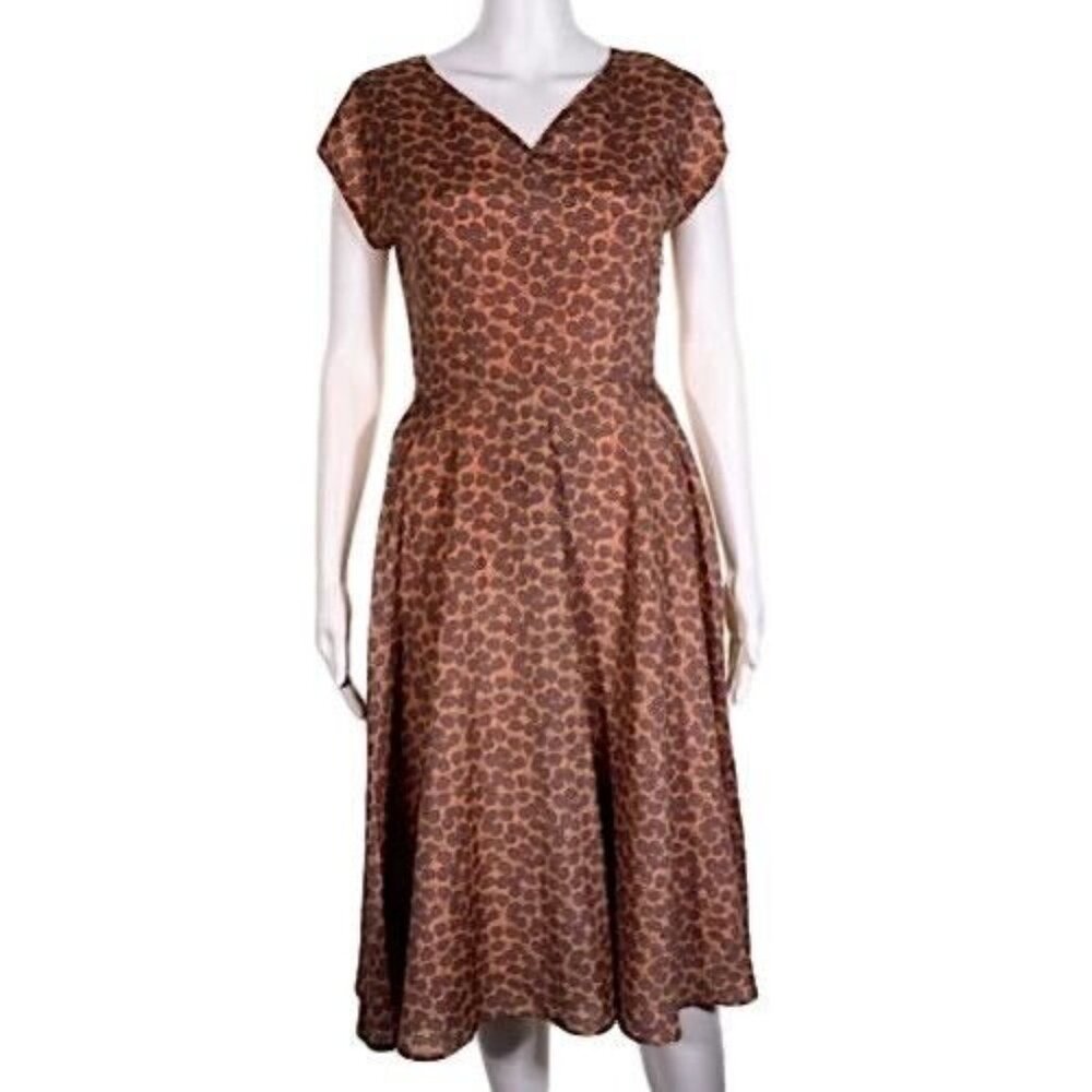 Myrtlewood of California Womens Dress Size XS Coral Lavender Mini Floral Lined - Picture 3 of 10